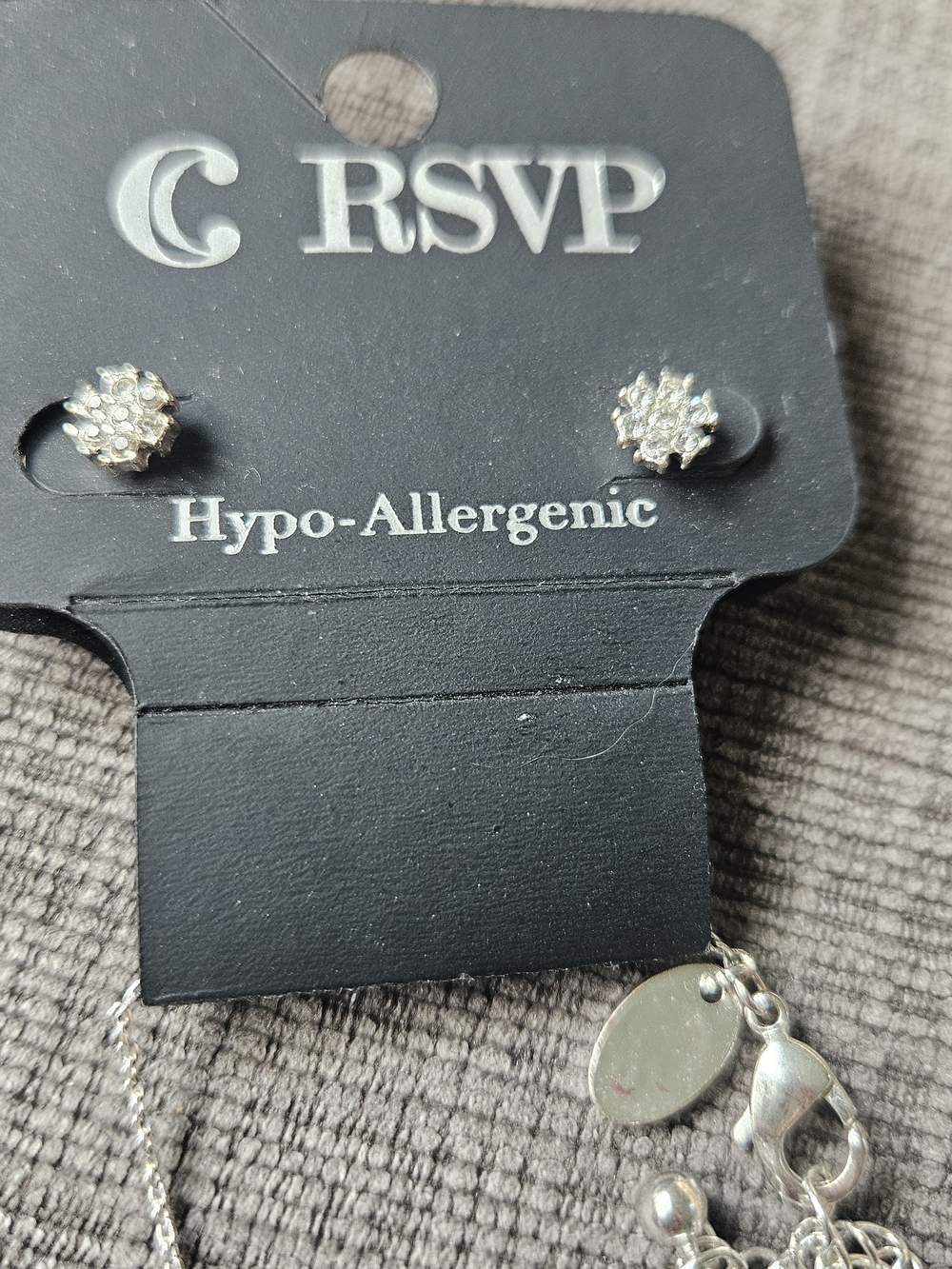 RSVP Silver Crystal Cluster Necklace and Matching Studs